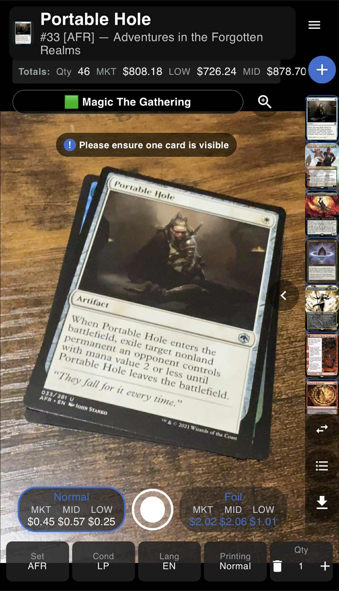 SortSwift Mobile Scanner App - Portable Hole card scanning interface